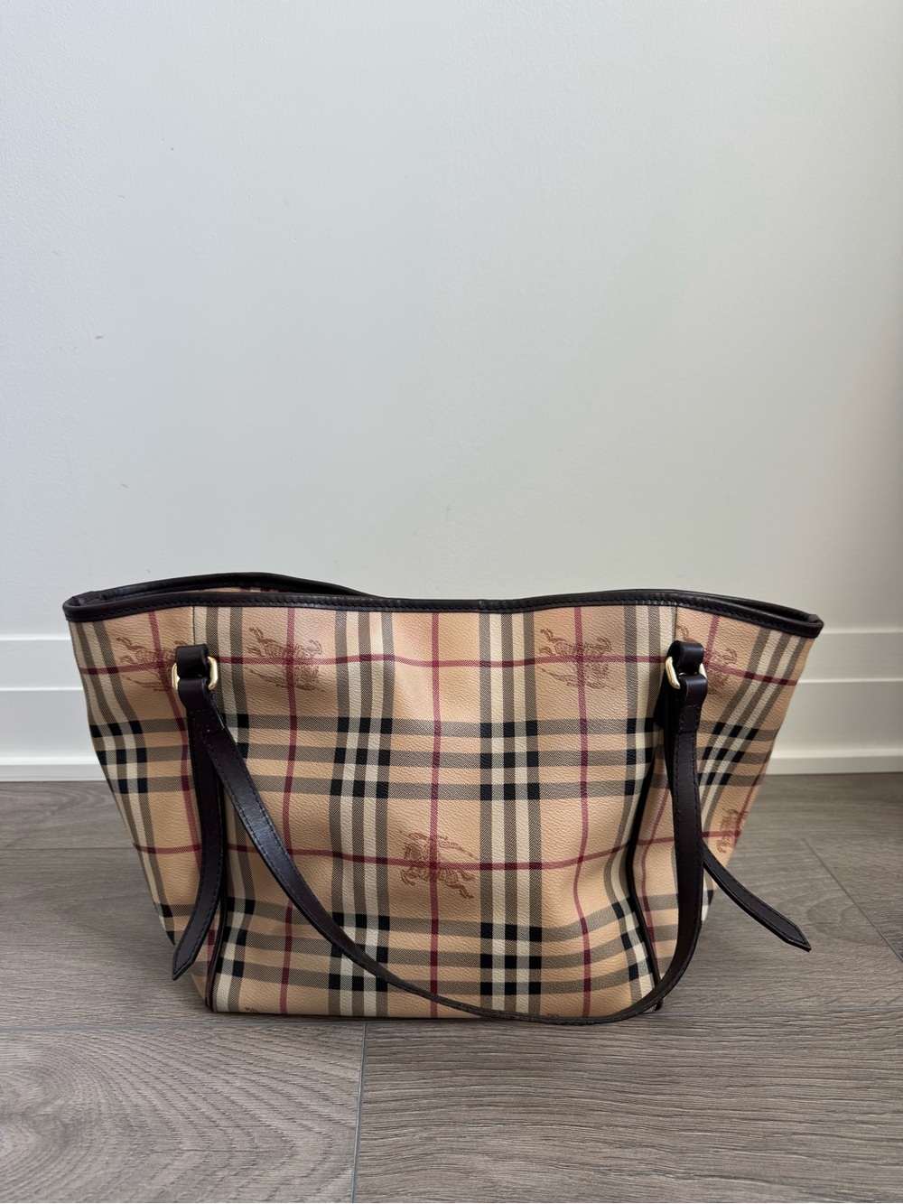 Burberry Haymarket Check Coated Canvas Canterbury Medium Tote Bag AUTHENTIC
